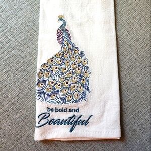 Be Bold and Beautiful Cotton Peacock Dishtowel